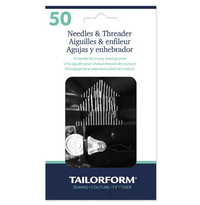 Tailorform | 50 Aiguilles à main avec enfileur | pour chaques besoin