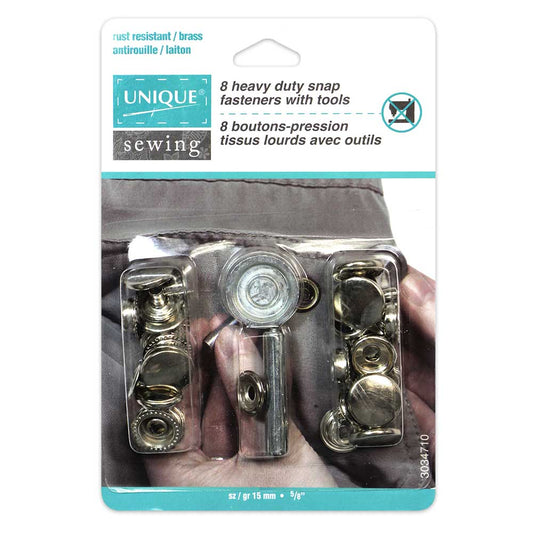 Unique | 8 Boutons pression sans coudre avec outils | 15mm en laiton