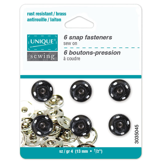 Unique | 6 Boutons pression à coudre | 13mm