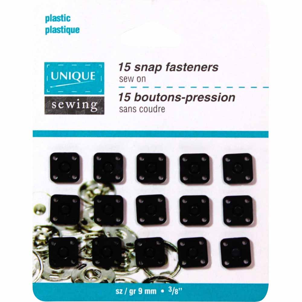Unique | 15 Boutons pression plastique sans coudre | 9mm