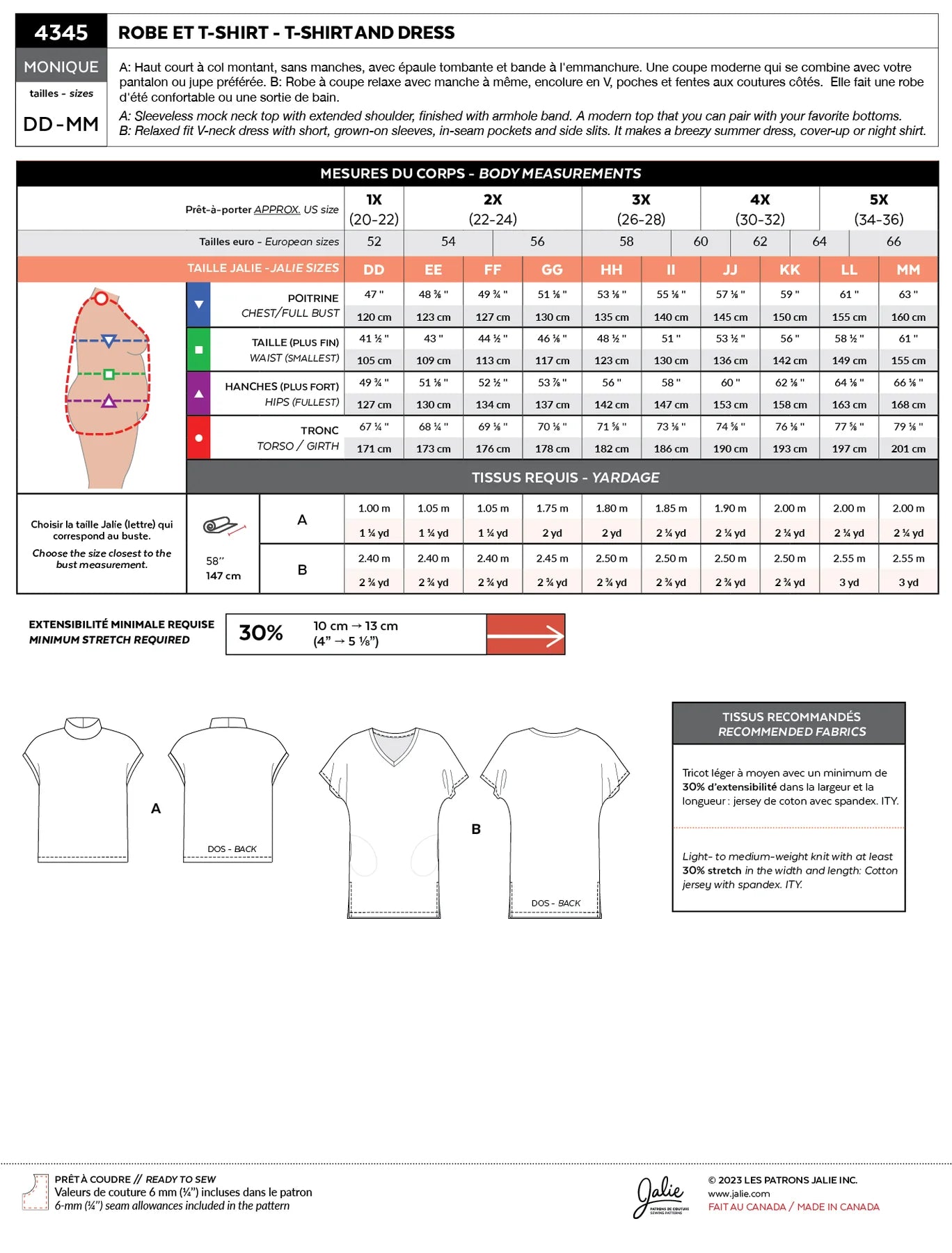 Patron pour couture | Jalie  | 4345 | 4345M