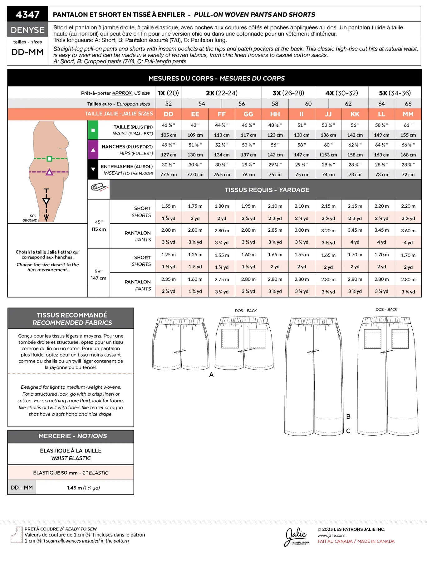 Patron pour couture | Jalie  | 4347 | 4347M