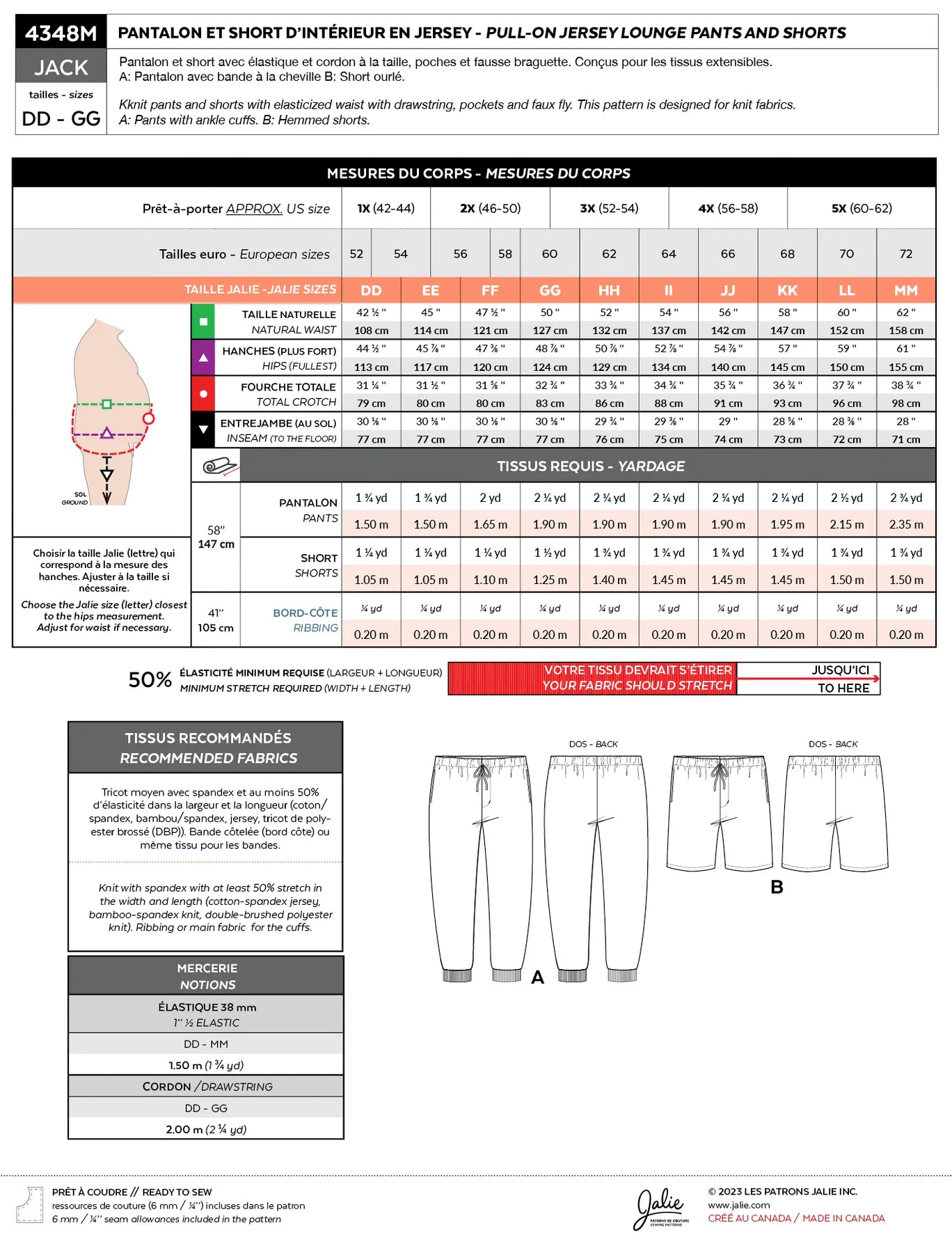 Patron pour couture | Jalie  | 4348 | 4348M