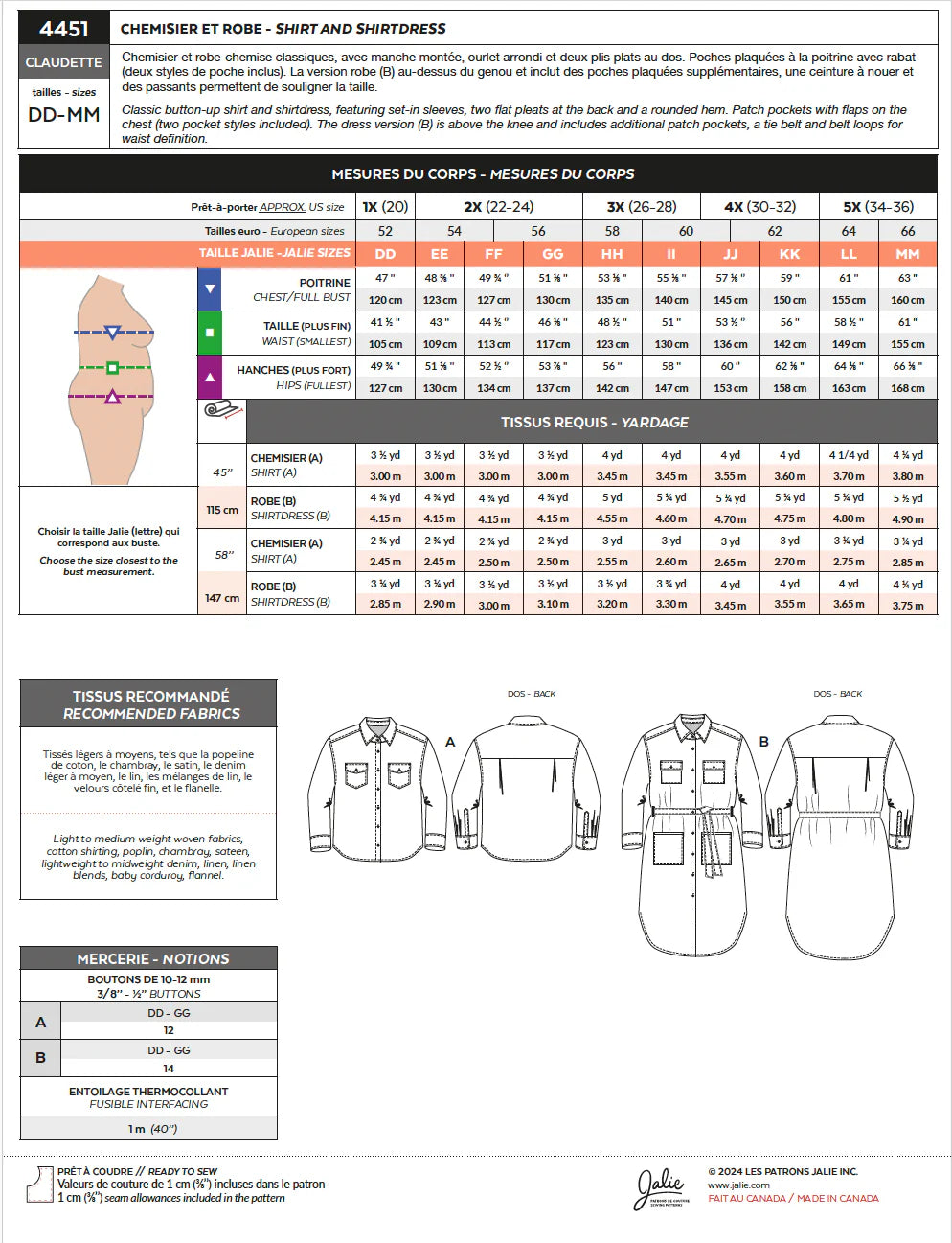 Patron pour couture | Jalie | 4451 | 4451M