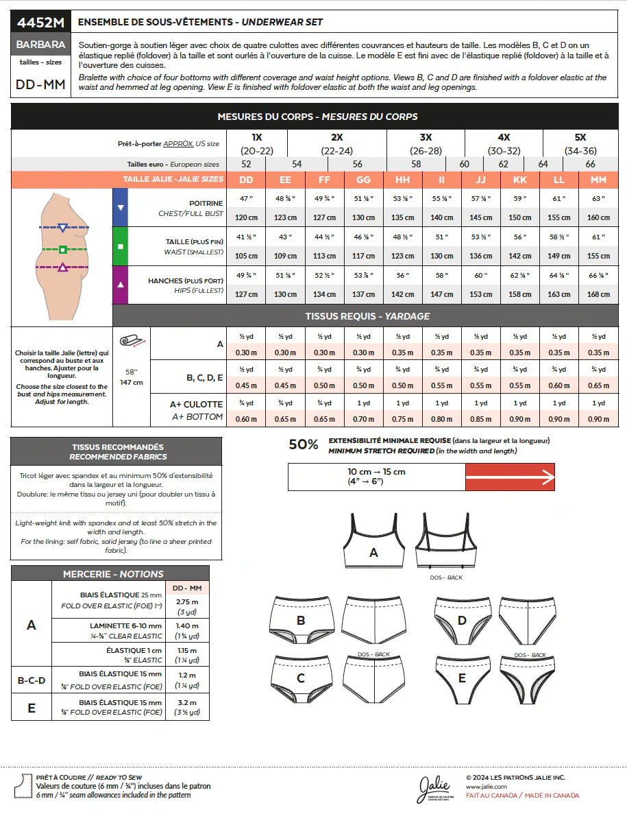 Patron pour couture | Jalie | 4452 | 4452M