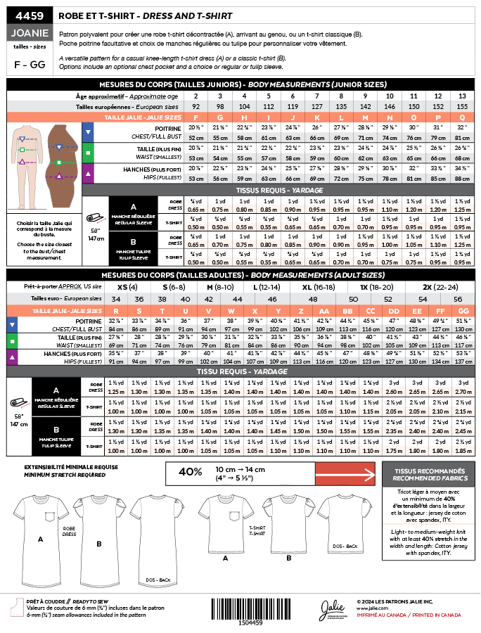 Patron pour couture | Jalie  | 4459 | 4459M