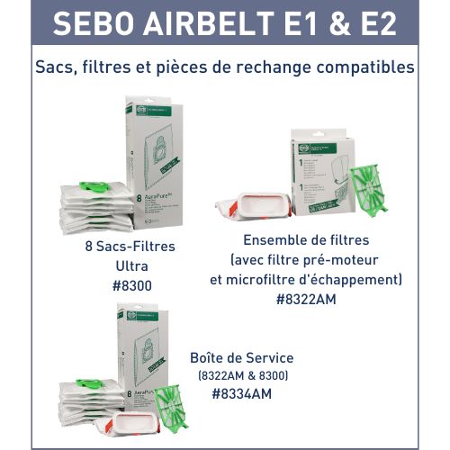 SEBO | Aspirateurs Traîneaux | Série E | AIRBELT E2 Turbo Bleu